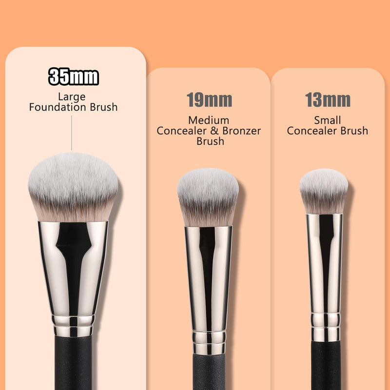 TEOYALL Flat Angled Brushes, Flawless Foundation Brush Under Eye Concealer Brush Bronzer Brush with Liquid Cream Powder