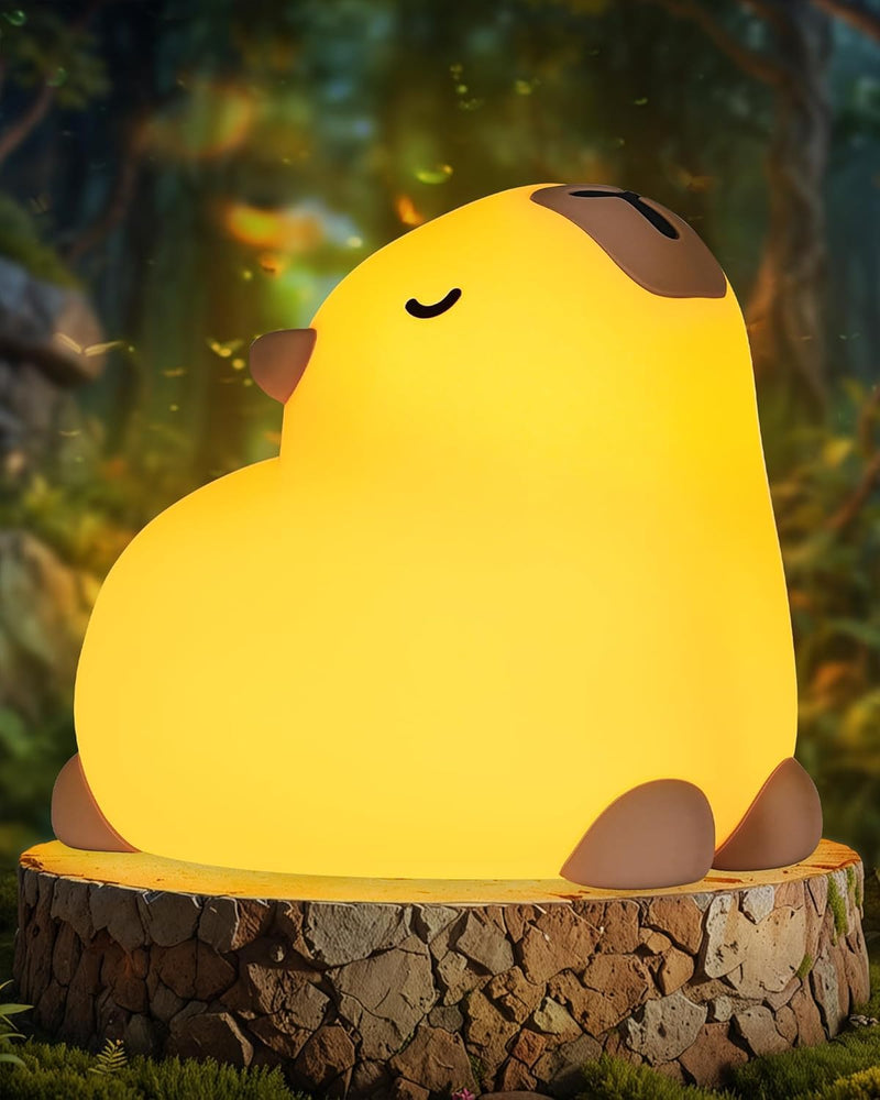 Capybara LED Cute Night Light for Kids, Silicone Rechargeable Night Light - 3 Level Dimmable Bedside Touch Lamp,Nightlight for Room Decor, Cute Gifts Stuff for Boys Girls Baby Children
