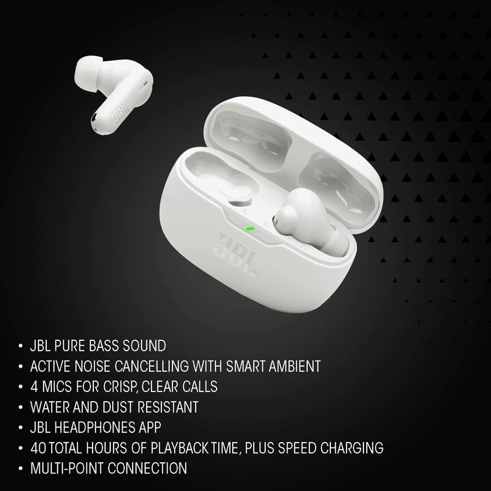 JBL Vibe Beam 2 - True Wireless Noise Cancelling Earbuds Pure Bass Sound & Smart Ambient Technology, 4mics for Crisp, Clear Calls, up to 40Hrs of Playback, IP54 Dust & Water Resistant (Pink)