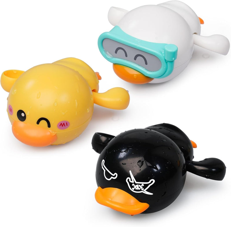 TERRIFI Baby Bath Toys, 3 Pcs Wind Up Duck Bathtub Toys for Toddlers 1-3 Years Old, Floating Pool Games, Water Toys for Swimming for Boys and Girls