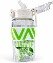 600ML Sports Water Bottle with Straw Lid, BPA Free Leakproof Water Bottle with Carry Strap for Kids, Teens and Adults, Ideal for School and Travel (Black) - Green