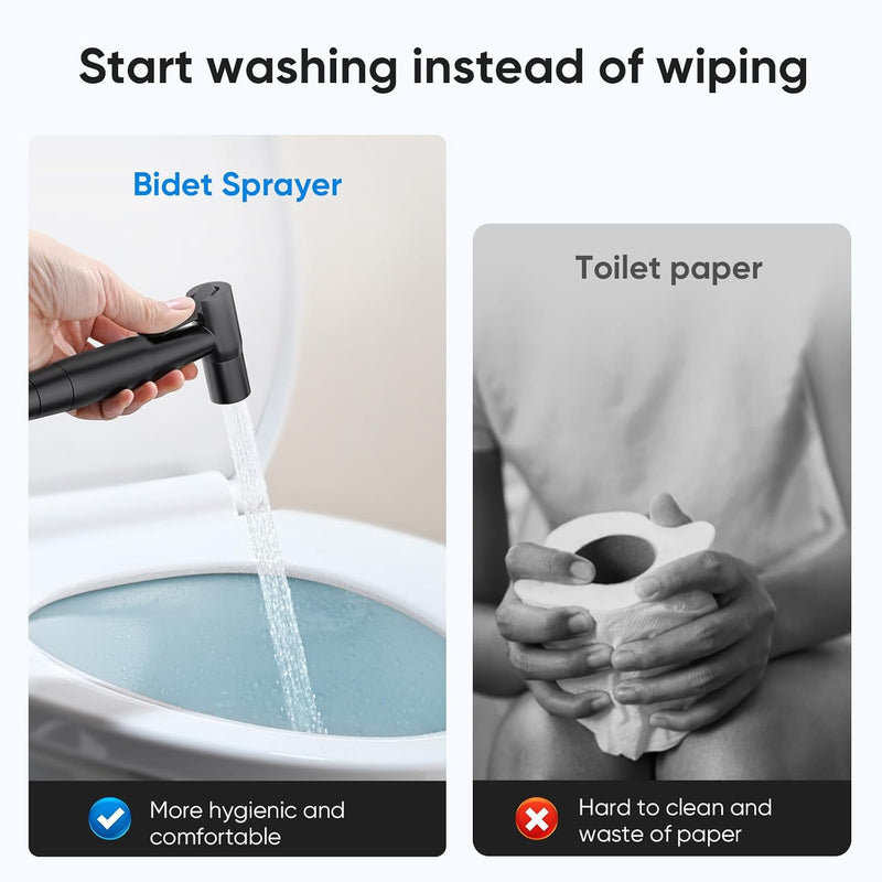 Arofa Black Bidet Sprayer, Handheld Bidet Sprayer for Toilet - Bidets for Existing Toilets Adjustable Water Pressure Control with Bidet Hose, Cloth Diaper Bidet Toilet Sprayer for Baby/Feminine Wash