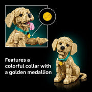 Icons Golden Retriever Puppy 11384 Animal Figure Building Set for Adults, Collar & Medallion Details, Shelf or Desk Decor, Crafts Gift Idea, 2,102 Pieces