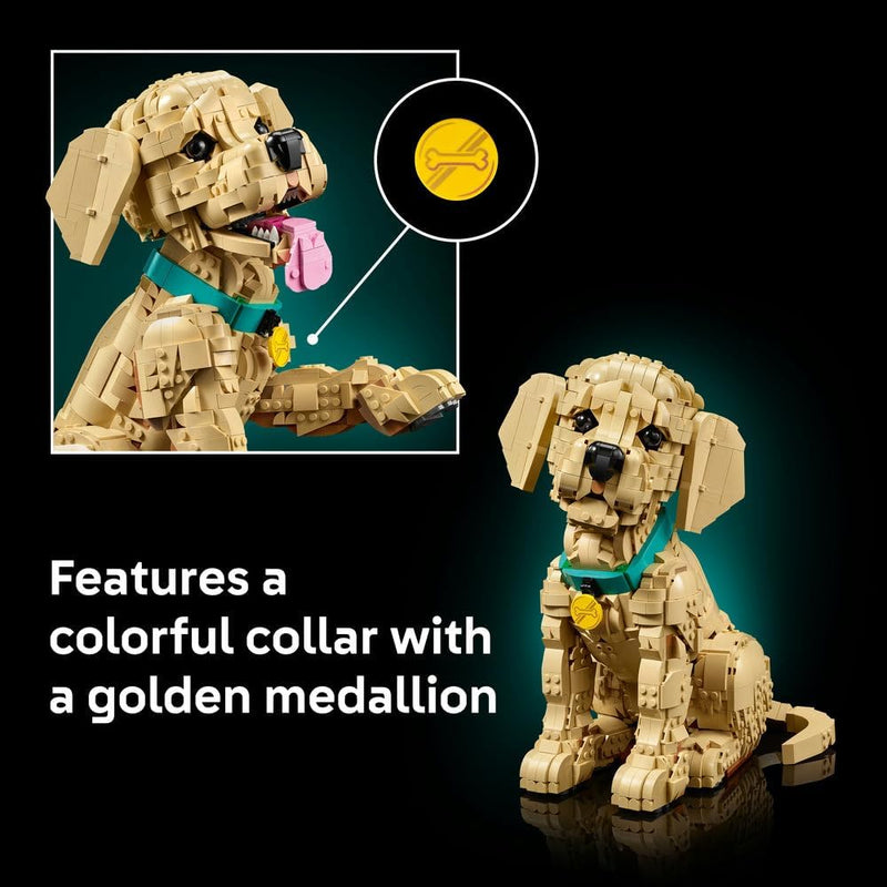 Icons Golden Retriever Puppy 11384 Animal Figure Building Set for Adults, Collar & Medallion Details, Shelf or Desk Decor, Crafts Gift Idea, 2,102 Pieces