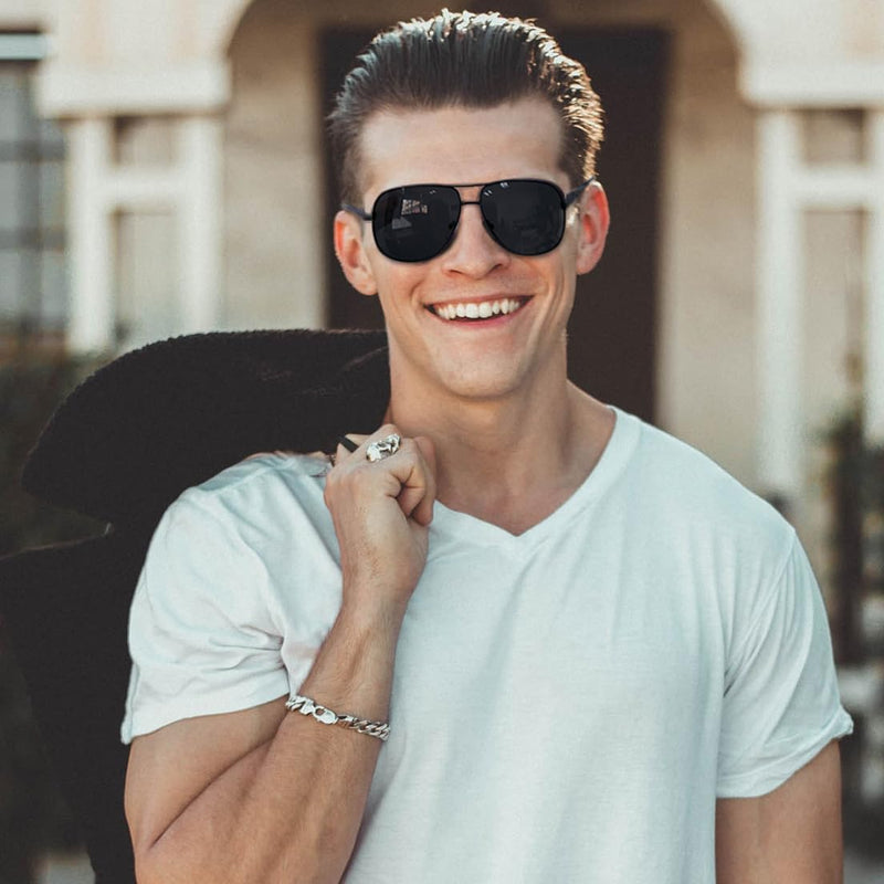 Joopin Rectangular Polarized Aviaion Sunglasses for Men Retro Military Shades Driving UV Protection