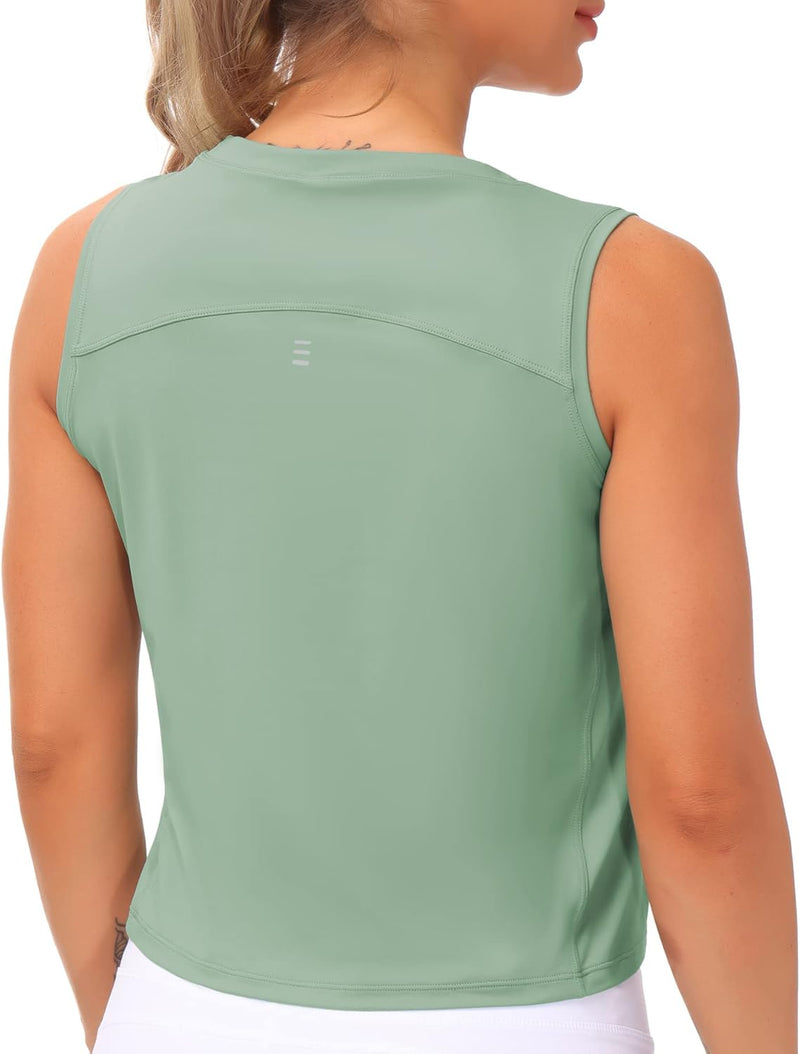 THE GYM PEOPLE Ice Silk Workout Tops for Women Quick Dry Muscle Gym Running Shirts Sleeveles