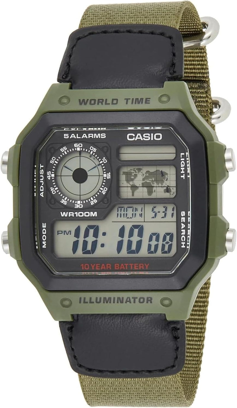 Men's Watch - AE-1200WHB-3BVDF Grey Dial, Green Band
