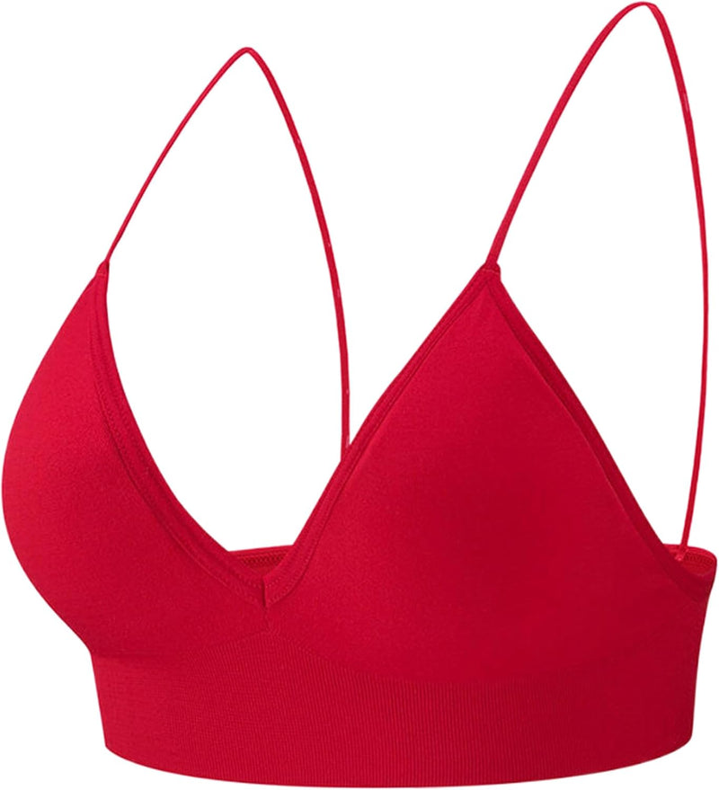 Dress Cici Women'S V Neck Triangle Strappy Sport Bra With Strappy Shoulder Strap