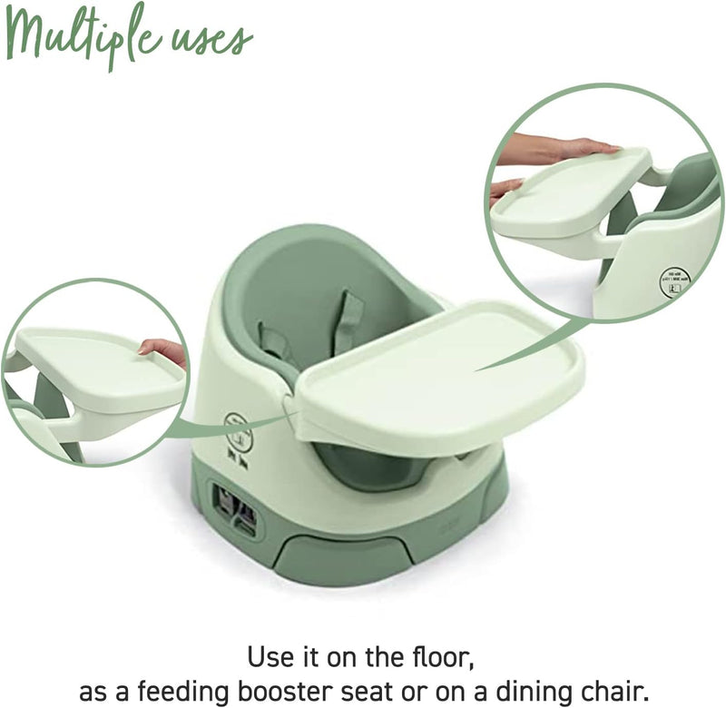 Mamas & Papas Baby Bug Booster Seat for Dining, Detachable Tray, Harness, Adjustable Seat and Non-Slip Feet - Pebble Grey