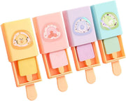 LUYAO 4PCS Popsicle Shaped Fun Magic Box Eraser, Cute Ice Cream Shape Rubber Eraser Easy to Clean, Fun Erasers for Girls Kids, School Student Prize Party Present