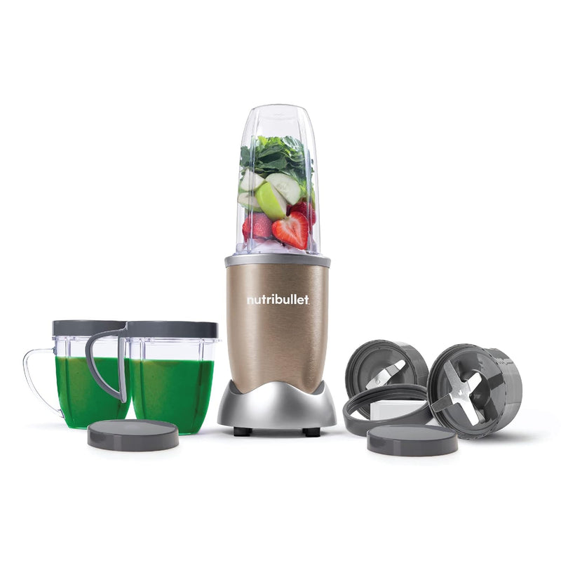 NutriBullet 900 Watts, 9 Piece Set, Multi-Function High Speed Blender, Mixer System with Nutrient Extractor, Smoothie Maker, Copper Gold , NB-201 , "1 year Warranty"