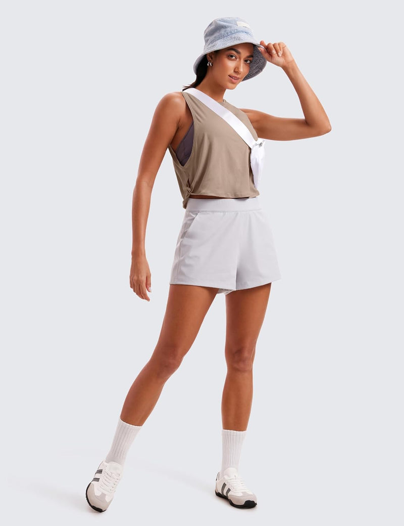 CRZ YOGA Women's Pima Cotton Workout Tank Crop Sports Shirt Sleeveless Yoga Running Tops