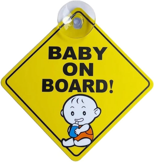 Rubik Baby on Board Car Sign with Suction Cup for Car Rear Window, Vehicle Kids Car Safety Warning Sign (12x12cm)