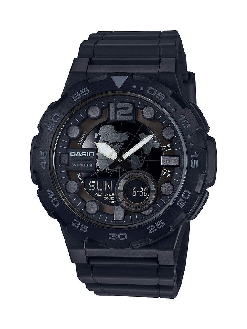 Casio Sport Watch For Boys Analog-Digital Resin - AEQ-100W-1B