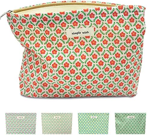 STARDW Flower Cosmetic Bags Makeup Bags for Women and Girls,Travel Makeup Bag Large Capacity Canvas Makeup Bag,Makeup Organizer Bag Zipper Pouch, Embossed pink, Large Capacity Aesthetic Makeup Bags