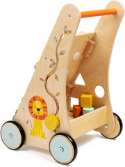EUREKA KIDS Safari Wooden Baby Activity Walker W/Xylophone Push And Pull Walker Learning Activities Educational Toy For Boys And Girls Toddlers For 12M+
