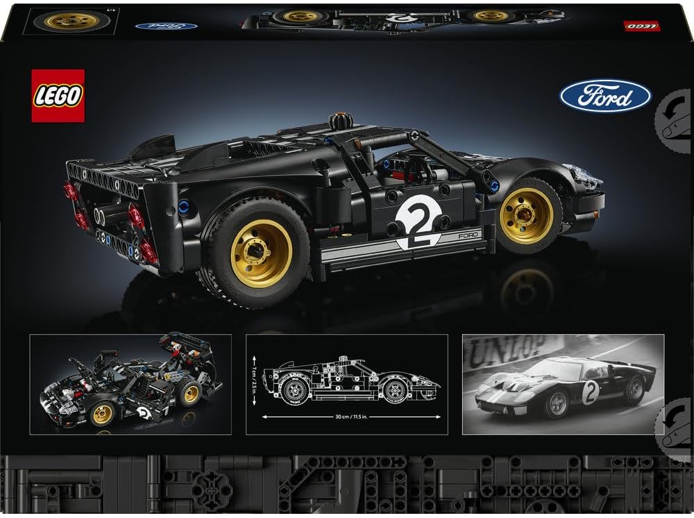 Technic 1966 Ford GT40 MKII Race Car - Collectible Model Kit for Adults - Engineering Set w/a V8 Engine, Cool Details & Livery - Gift for Motorsport Fans - 42223