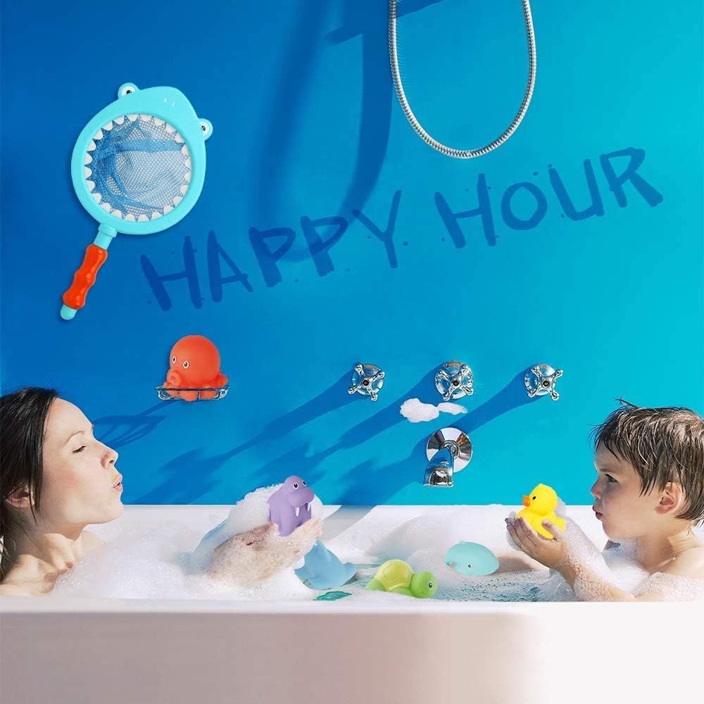 Mumoobear 7Pcs Baby Bath Toys, Scoop Net Fish Pool Toys With Spray, Sounds, Color Changing Toddler Bathtub Toys – image 2