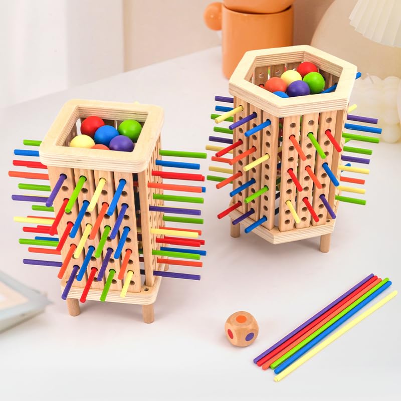 SLEEPHEAD®Wooden Board Games for Kids 4-6-8-12,42 Colorful Stick Math Educational Toys for 3 4 5 6 Year Olds, Classic Fun Dice Games for Family Game Night for 2-6 Players Gift