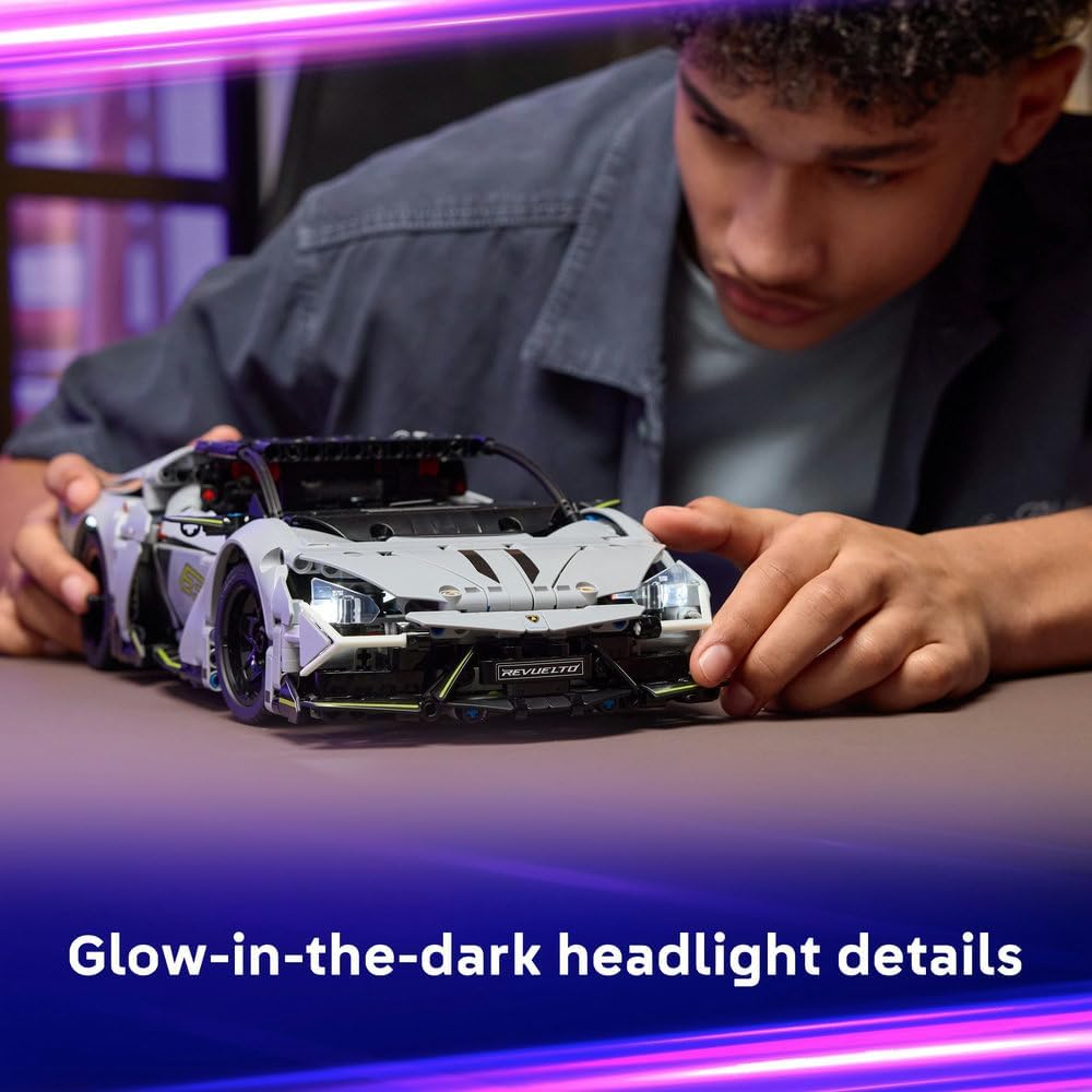 Technic Lamborghini Revuelto Super Sports Car Toy - Remote Controlled Car Model with Lights, Steering and a Rechargeable Battery Hub - Gift for 10+ Year Old Boys - 42214 – image 4