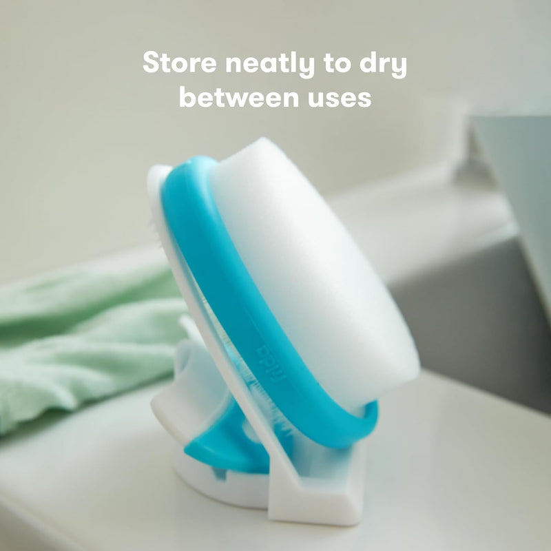 Frida Baby The 3-Step Cradle Cap System By | Dermafrida The Flakefixer | Sponge, Brush, Comb And Storage Stand For Babies With Cradle Cap