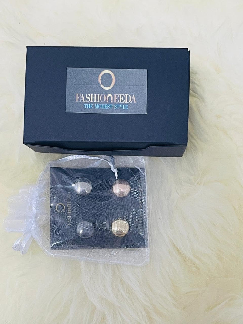 FASHIONEEDA Hijab Pins Magnetic With Strongest Commercial Strength, Hijab Magnets for Women in Hijab Accessories and Pins for Scarf, No Snag Hijab Magnets (Round Shape-Set of 4)