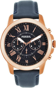 Leather Mens Quartz Watch - Blue