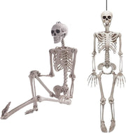 Halloween Skeleton Decoration, 40CM Hanging Poseable Skeleton Bride and Groom with Cape and Veil for Indoor Outdoor Party Yard Décor (B-40cm 2pcs set) - 185CM