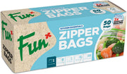 Fun Zipper Bags 18.3x23.5cm, Clear, Medium - Leak-Proof & Durable Kitchen & Food Storage Essentials(Pack of 50) - Small - 50 pz