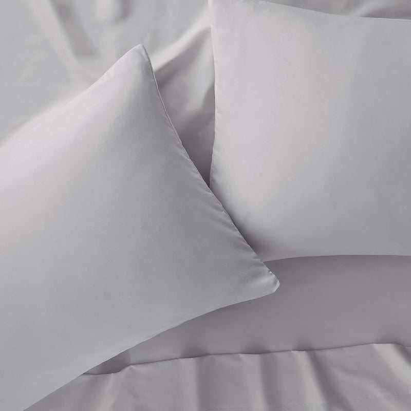 Serta Simply Clean Super Soft Hypoallergenic Stain Resistant Deep Pocket 3 Pieces Solid Bed Sheet Set, Twin XL, Silver Grey