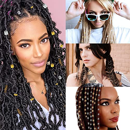MAKINGTEC 200pcs Beads for Hair Braids,metal Gold Braid Ring Cuff Clips Braid Accessories,braid Hair Jewelry Hair Accessories