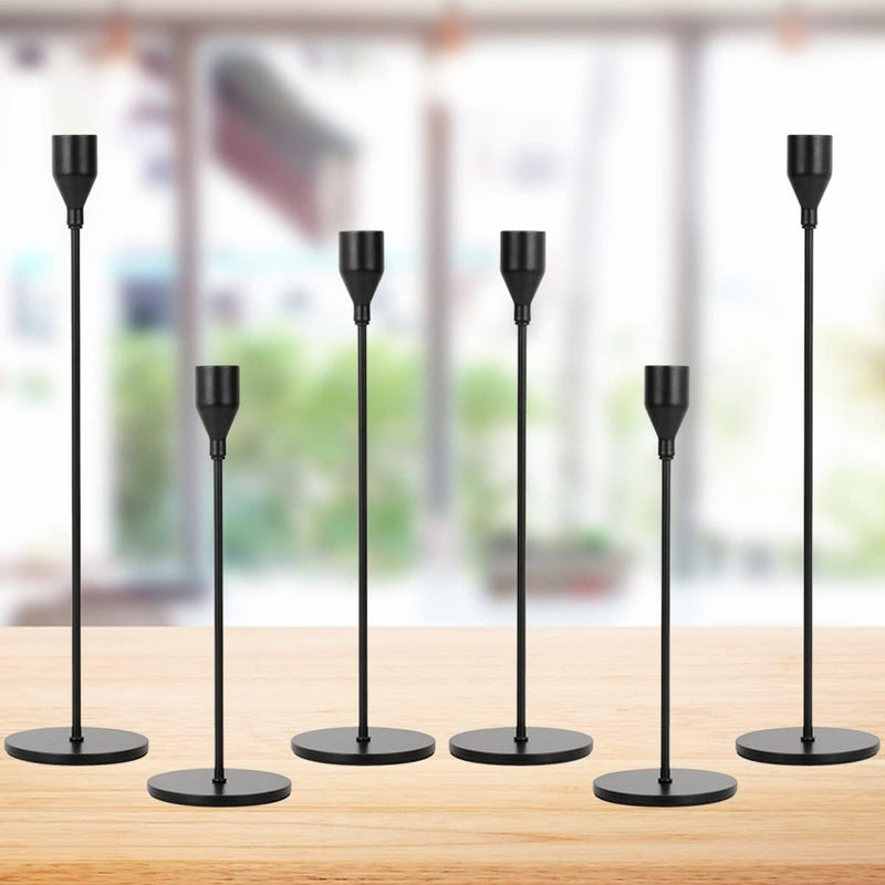 Lobolighting Black Candlesticks Holders Set of 3, Black Taper Candles Holders for Candlestick, Modern Farmhouse Decor Mantle Fireplace Dinner Table Centerpieces Decoration