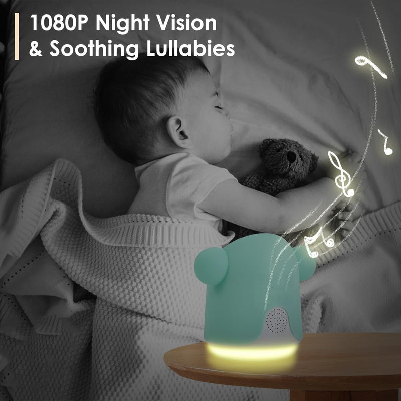 Baby Monitor with Camera and Audio, Baby Camera Monitor 1080P WiFi Smartphone App Control Night Vision 4.3 Inch Screen, 2 Talk Temperature Humidity Sensor