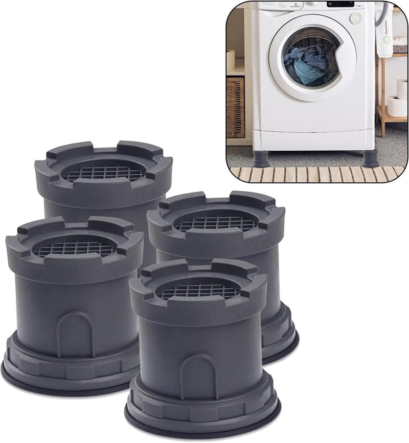 Anti Vibration Pads for Washing Machine Support, Set of 4 Adjustable Rubber Dryer Shock Pads, Washer Noise Cancelling Foot Pad, Anti-Walk Protects Pedestals, Anti-Slip Rubber Feet Pad Stabilizer, Grey