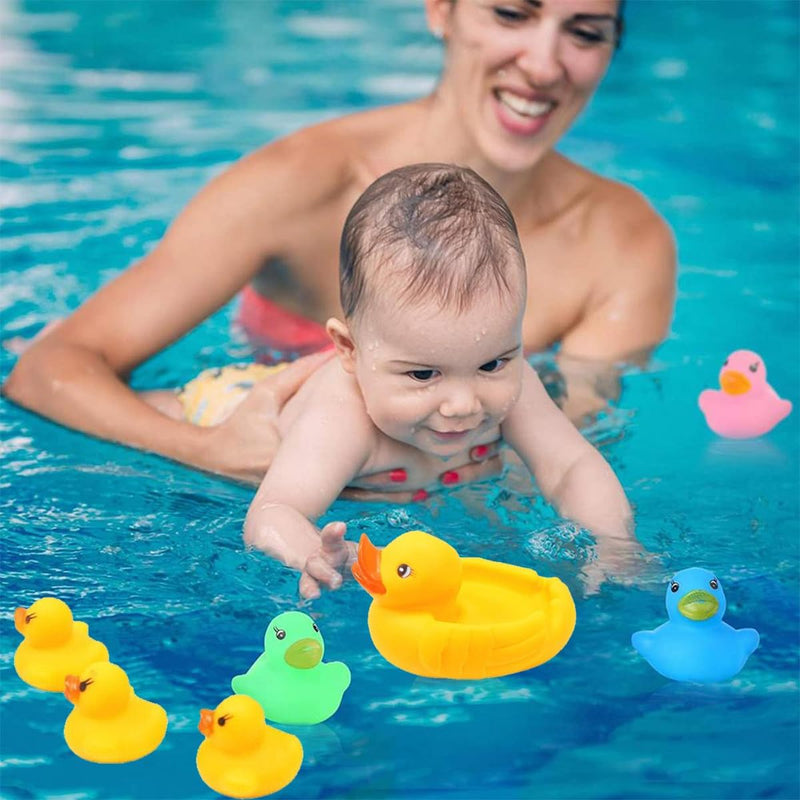 Rubber Duck Family Bathtub Toy, Bath Duck Toys 4 Pcs Rubber Duck Family Squeak Ducks Baby Shower Toy for Toddlers Boys Girls (Mother Child Ducks)