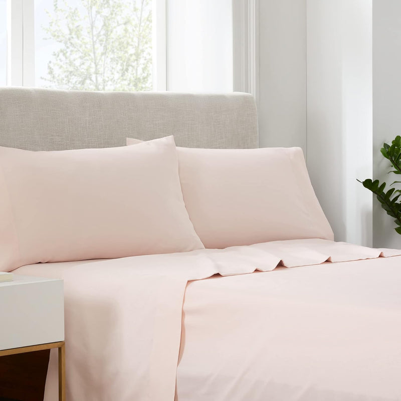 Serta Simply Clean Super Soft Hypoallergenic Stain Resistant Deep Pocket 3 Pieces Solid Bed Sheet Set, Twin XL, Silver Grey