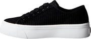womens Vulc Flatf Lace Up Corduroy Ck Yw0yw02005 Low Top - Black