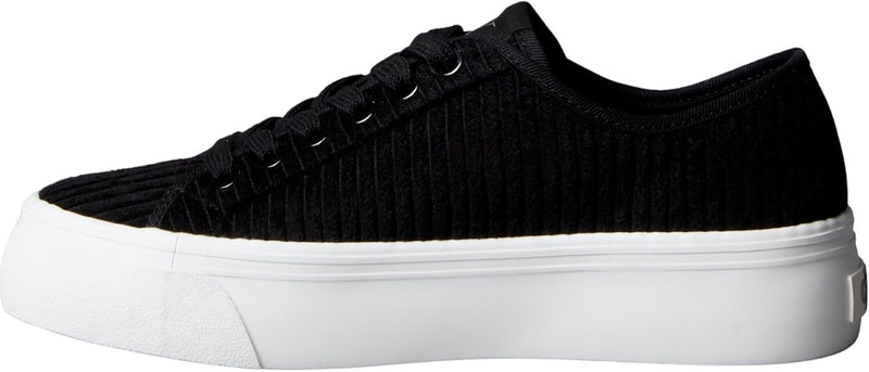 womens Vulc Flatf Lace Up Corduroy Ck Yw0yw02005 Low Top - Black