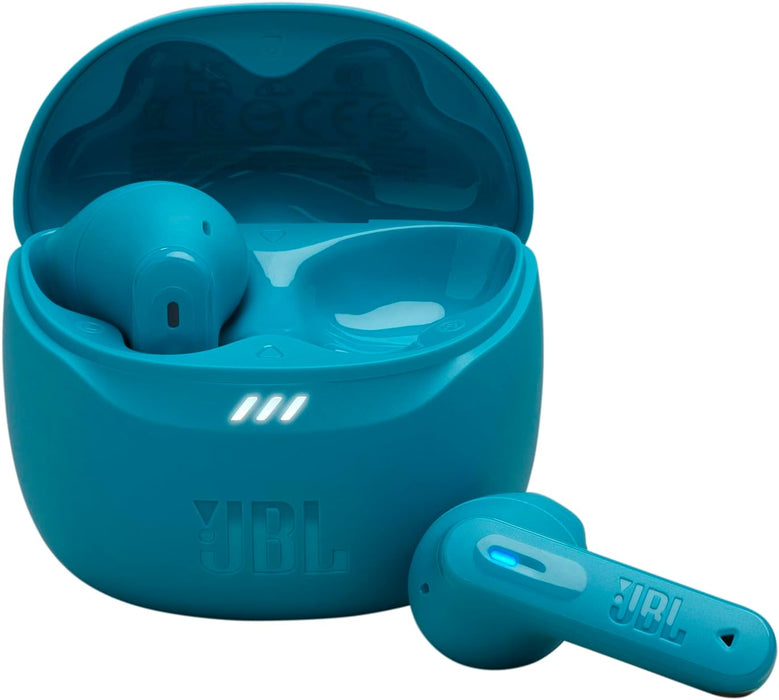 JBL Tune Flex True Wireless Noise Cancelling Earbuds, Pure Bass, ANC + Smart Ambient, 4 Microphones, 32H of Battery, Water Resistant & Sweatproof, Comfortable Fit - Blue, JBLTFLEXBLU