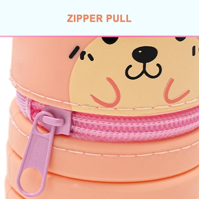 Silicone Pencil Case For Kids, Standing Pencil holder, Cartoon Foldable Pen Case, Retractable Storage Organizer for kids students Home Dorm School Classroom Teens