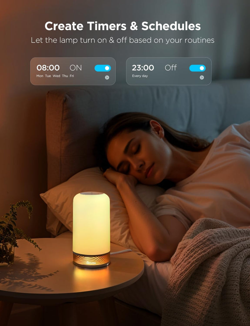 Bedside Touch Table Lamp RGBICWW, Matter Alexa Compatible LED Light 70 Scene Modes, Timer, Music Sync, 2700-6500K Night Lamp for Bedroom & Kids Living Room Decor(Corded Electric)
