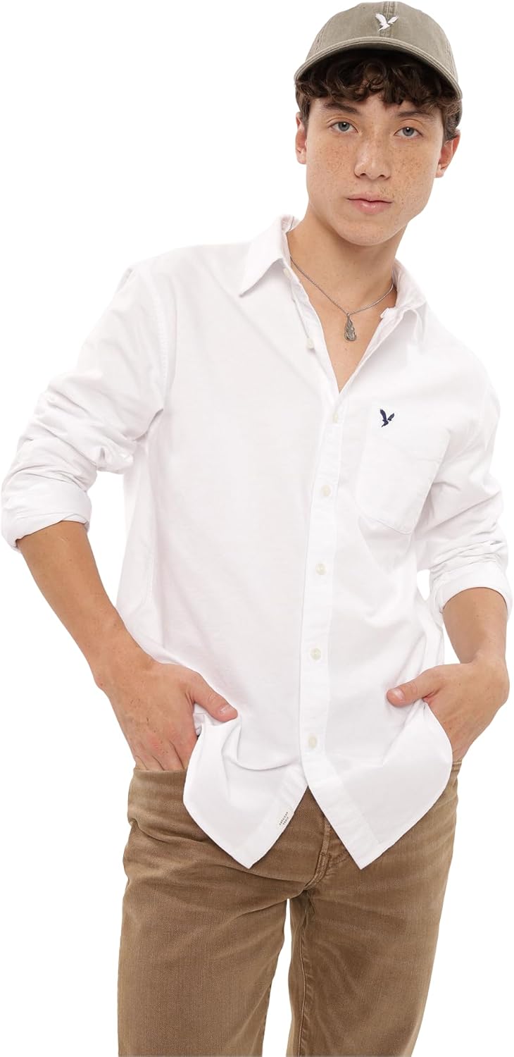 American Eagle Mens AE Everyday Oxford Button-Up Shirt Classic