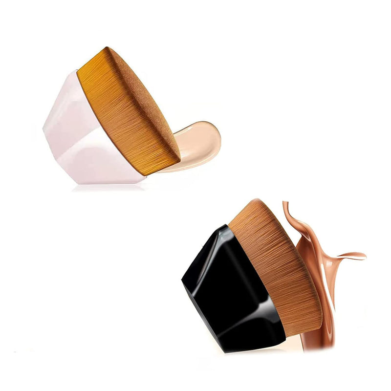 GNAFOTU 2 Pack Flawless Foundation Brush for Liquid Makeup, Flat Top Kabuki Foundation Brush, for Mix Liquid or Flawless Powder, Easy to Carry Make up Brush with Bonus Protective Case.
