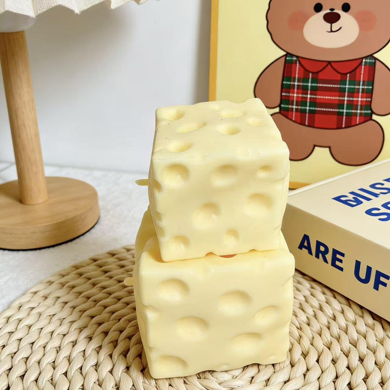 SLEEPHEAD 10cm Large Cheese Squishy Slow Rising Cute Cheese Block Fidget Toy for Anxiety Relief Soft Silicone Squeeze Cheese Squishy Toy for Adults Teens Desk Decor & Party Favor