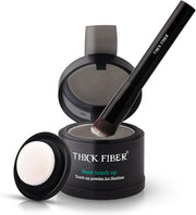 THICK FIBER Root Touch Up & Hairline Powder for Grey Root Coverage & Thin Hair Water & Sweat Resistant with Precise Brush Hair Loss Concealer for Roots, Bald Spots & Fill-In (Medium Brown) - Gray 4g (Pack of 1)