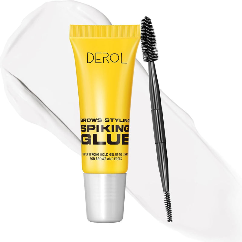 Erinde Eyebrow Fix Gel, Lightweight Makeup Brow Gel with Brush, 2 in1 Eyebrow & Hair Edges Setting Glue for Long-Lasting Hold, Waterproof, Smudge-Resistant, Quick-Dry Brow Styling Wax, Clear