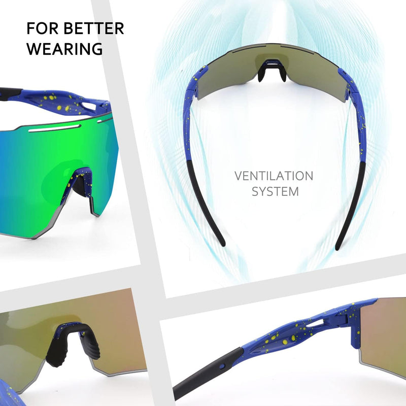 Ukoly Cycling Sunglasses for Men Women with 3 Interchangeable Lenses, Polarized Sports Sunglasses, Baseball Sunglasses