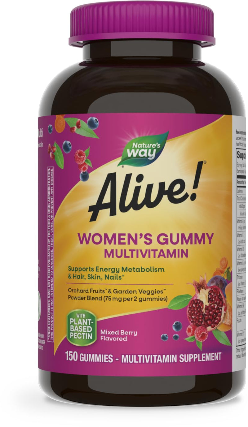 Nature's Way NatureÃ¢â‚¬â„¢s Way Alive! WomenÃ¢â‚¬â„¢s Gummy Multivitamins, Vitamins & Minerals, Supports Whole Body Wellness*, Vegetarian, Mixed Berry Flavored, 150 Gummies
