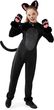 Spooktacular Creations Girls Cat Costume, Black Cat Plush Costume, Child Outfit Set for Kids Halloween Role Play Themed Party