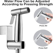Handheld Bidet Sprayer Kit for Toilet, Stainless Steel Brushed Nickel Sprayer Toilet Bathroom Shower Head with 59 inch Hose and Wall Bracket Holder 3 Set(Note: linker not T valve Included)